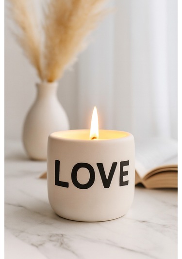 Dekoratif Kokulu Mum Love Beyaz Love