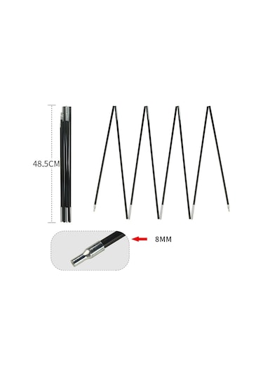 Homyl Fiberglas Çadır Direkleri Yedek Siyah Kamp 3,6-m-3-kişi Siyah