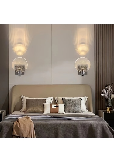 Challenger Gümüş Kristal Duvara Monte Lamba Yatak Odası Oturma Odası Aydınlatma Aparatı Gümüş