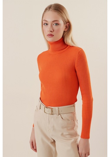 Bigdart 10311 Balıkçı Yaka Triko Kazak - Turuncu 001