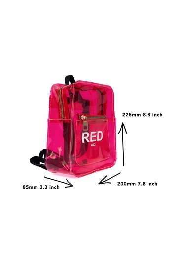 Renkli Şeffaf Mini Sırt Çantası Kırmızı