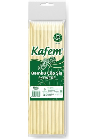 Kafem Bambu Çöp Şiş 25 CM 100 Lü x 50 Paket