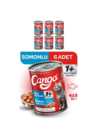 Cango Yetişkin Yaş Kedi Maması Somonlu 415gr 6lı