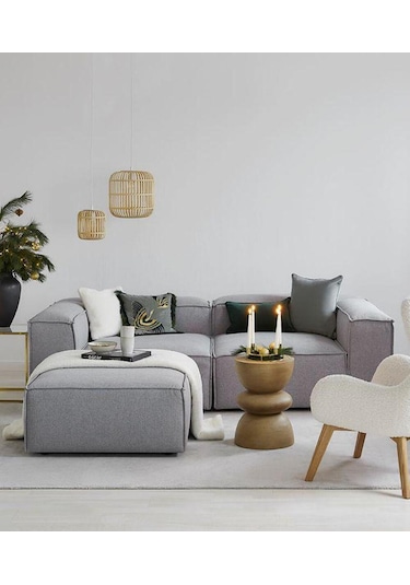 Mode Soft Köşe Koltuk Takımı 3 Modül 2 Köşe 1 Puf 19 Gri Keten