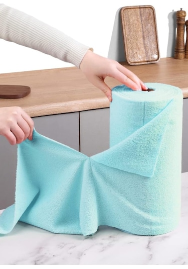 Çok Amaçlı Rulo Mikrofiber Temizlik Bezi 30x30 75 Yapraklı Mavi Mavi