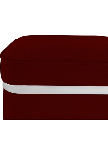 Zengo Silver Twin Line Kare Puf -bordo Kumaş, Dekoratif Makyaj Masası Pufu-modern Style