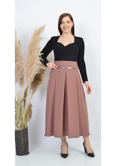 Soralline Bayan Etek Etamin Desen Baharlık 755 Gül Kurusu Gül Kurusu Gülkurusu