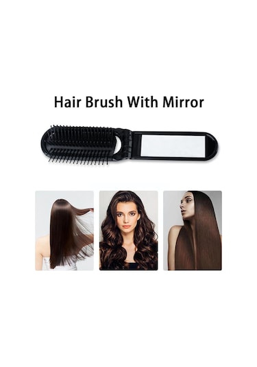 Paket Katlanabilir Aynalı Tarak, Anti-statik Saç Fırçası, Kompakt