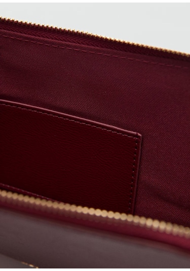 Mango Mini Boncuklu Pochette Şık Clutch Çanta Bordo - Kırmızı