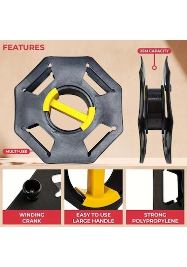 Sunshine011 Siyah 6 Çekirdekli Portatif Araç Kablo Düzenleyici Sarıcı 25m