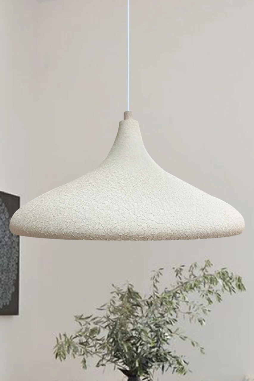 Champion Dokulu Açık Krem Rengi Tekli Avize Sarkıt Lamba Yemek Masası Oturma Odası Mutfak Dokulu Beyaz