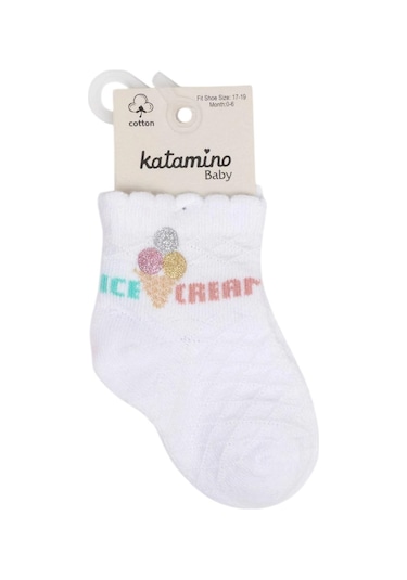 Katamino Togo Aks Kız Bebek Çorap 43018 Beyaz