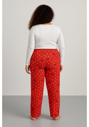 Kadın Büyük Beden 401 Cepli Polar Tek Alt Kırmızı Kırmızı