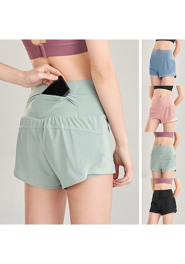 Jeemson Kadın Spor Şortu - Yoga, Koşu İçin Yüksek Bel Rahat Kumaş SiYAH