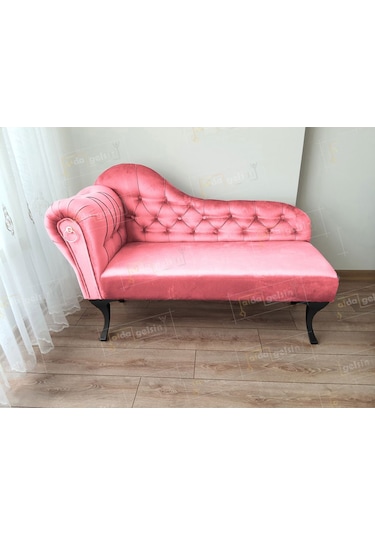 Dekoratif Bihter Koltuk Josefin Puf 110 Cm Siyahayak Pembe