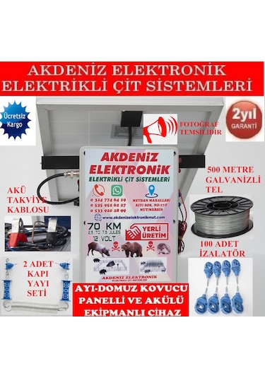 Ayı Domuz Kovucu Elektrikli Çit Cihazı Sirenli Full Paket