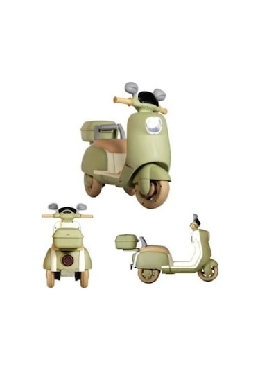 Pedallı Ve Ebeveyn Kumandalı Işıklı Çocuk Akülü Motoru - Mini Retro Scooter Pembe