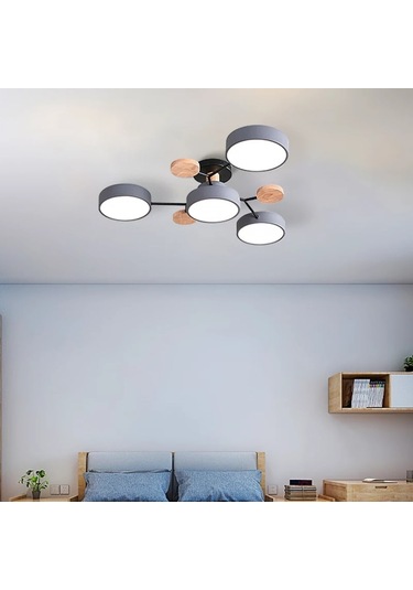 Simaavize Modern Ahşap Led Avize 4 Lü