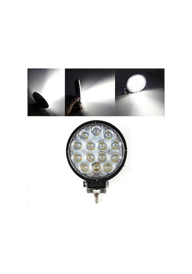 Off Road 14 Led 42 Watt Yuvarlak Traktör Tır Kamyon Tekne Sis Farı Projektör Çalışma Lambası