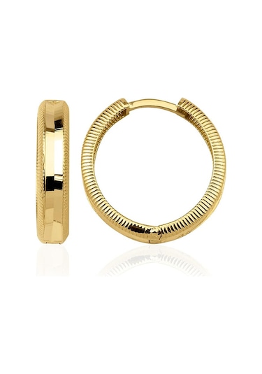 Fiyonk Kuyumculuk 14 Ayar Altın Işıltılı Halka Küpe 3 001