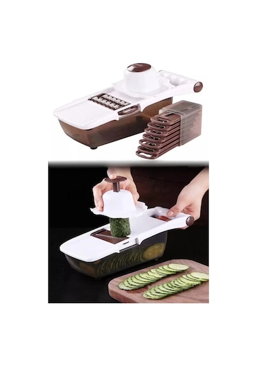 Hazneli 8 Bıçaklı Rende Sebze Patates Mandolin Doğrayıcı Dicer