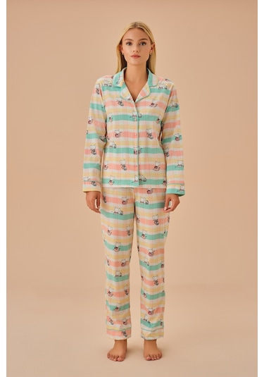 Suwen Lulusu Maskülen Pijama Takımı Sh25218660b1349 Ekru