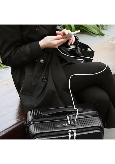 Biggdesign Moods Up Ön Bölmeli, Bardaklık Ve Usb Girişli Kabin Boy Valiz 20" Siyah