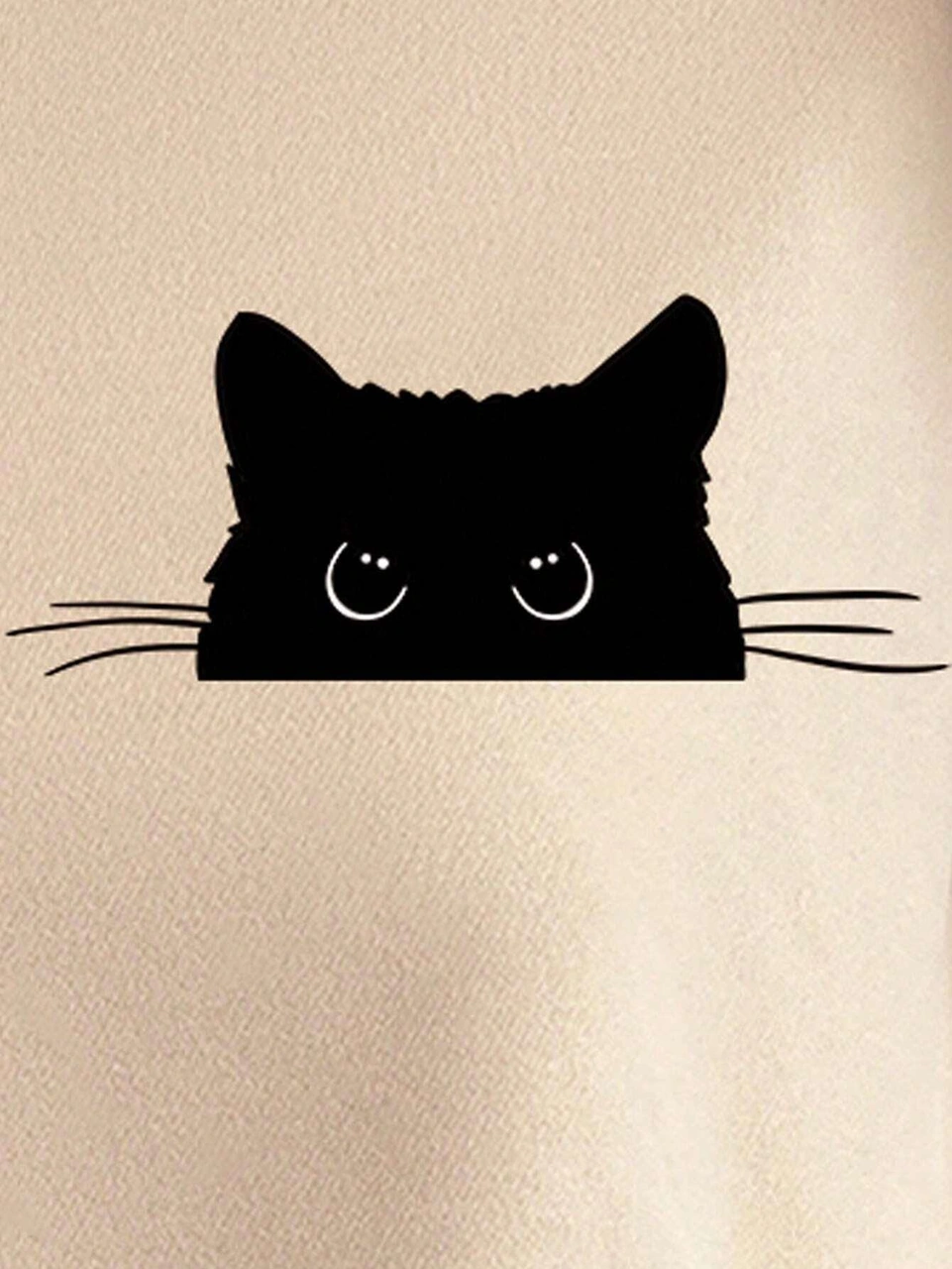 Ekru Oversize Geniş Kalıp 3 İplik Şardonlu Sweatshirt Bisiklet Yaka Kedili Baskılı Kalın Sweat Ekru