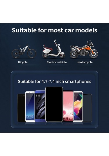 Reedark Bisiklet Ve Motosiklet İçin 7.4''e Kadar Akıllı Telefon Tutucu - Siyah Abs