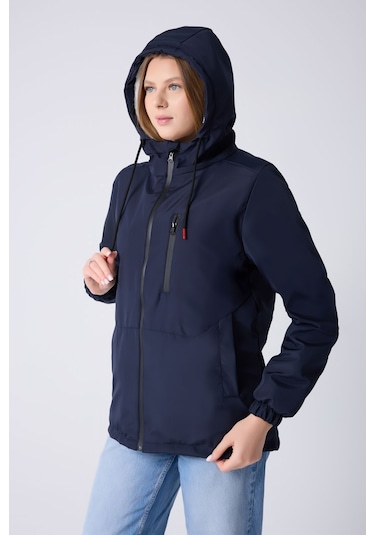 Montland Kadın Lacivert İçi Kürklü Su Ve Rüzgar Geçirmez Kapüşonlu Kışlık Mont Lacivert