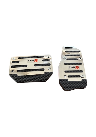 Universal Otomatik Metal Pedal Seti 2 Parça Krom Siyah