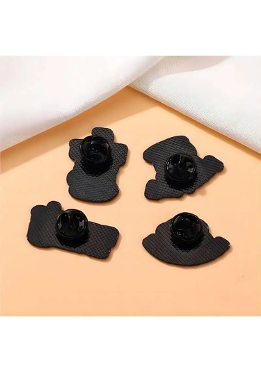 Sevimli Çizgi Film Kahve Emaye Broş Yaratıcı Ingilizce Harfler Kısa Cümleler 3 3 Çok Renkli