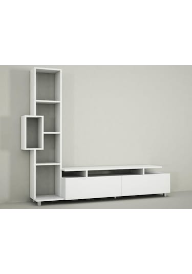 Dekorister Tulip Kitaplıklı Tv Ünitesi Beyaz