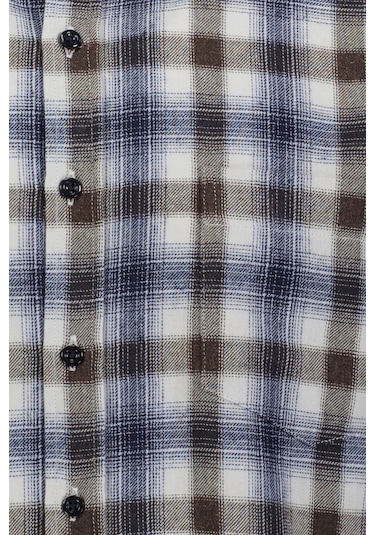 Finesuits Erkek Flanel Gömlek 2422204011.flcdr Kahve