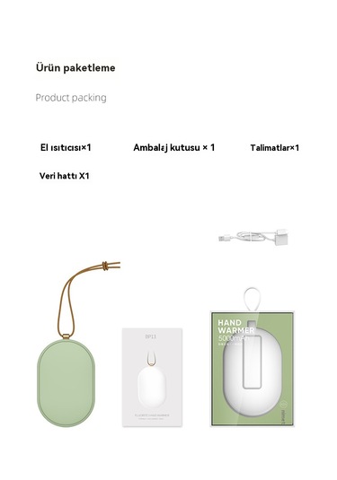 Avokado Şarj Edilebilir El Isıtıcısı Yeşil