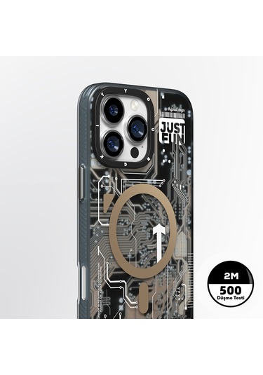 İphone Uyumlu 16 Pro Max Kılıf Magsafe Şarj Özellikli Youngkit Technology Serisi Kapak Desert Gold