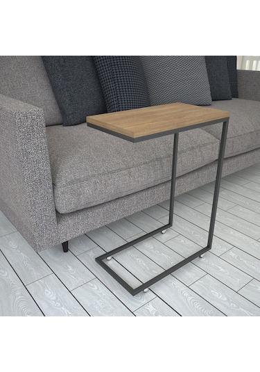 Callen Yan Sehpa & Tekerlekli Servis Sehpası Metal Kafkas Meşe