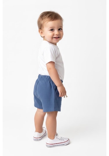 MiaBaby Bebek Müslin Şort Indigo
