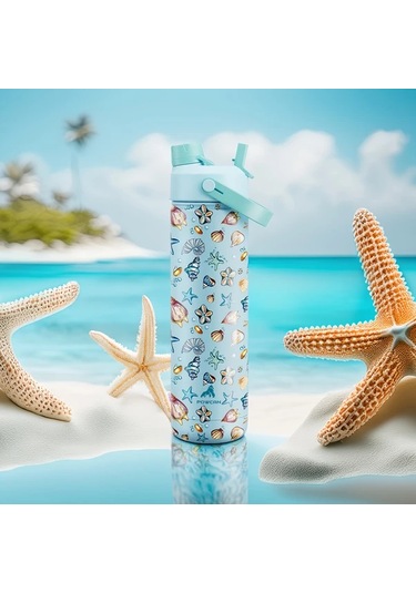 Willowhaven Mavi Deniz Kabuğu Desenli 26 Oz Su Sürahisi Yemek Dostu Bulaşık Makinesi Güvenli mavi