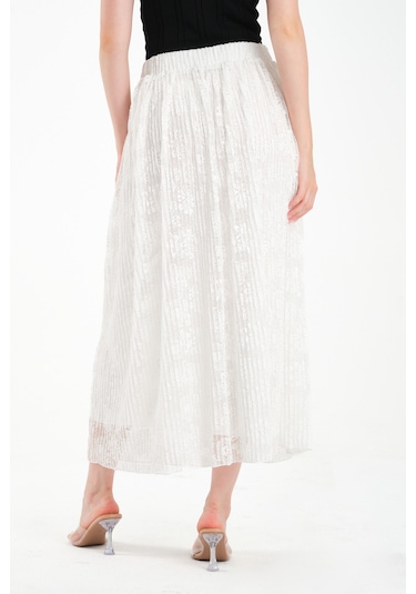 Pliseli Maxi Etek Beyaz