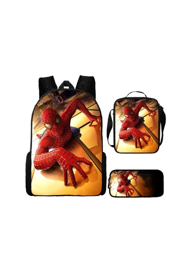 Örümcek Adam Yeni Sırt Çantası Büyük Kapasiteli Öğrenci Kişilik Okul Çantası Üç Parça Seti Stil 5