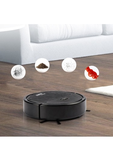 Dancemonkey Ev Otomatik Akıllı Şarjlı Süpürme Robotu 3'ü 1 Arada Siyah, Silme Ve Yıkama İle Siyah