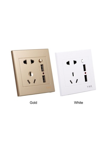 Pazly Altın Renk Lemestar Duvar Prizi, 2 Soket + 2 Usb 2100ma, Ev-ofis-restoran Kullanım, Kolay Kurulum, Kaliteli Malzeme