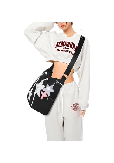 Sevimli Haberci Çantası, Estetik Çapraz Çanta, Y2k Yıldız Grunge Çanta Emo Omuz Çantası Kadınlar İçin Siyah A359 Siyah