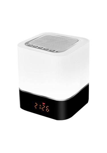 Springsun Siyah Led Renkli Atmosfer Lambası İle Bluetooth Hoparlör, 3 Seviye Isı Işığı, Saat Ve Alarm, Tf Kart/usb/aux Desteği, 1200mah Pil Diğer