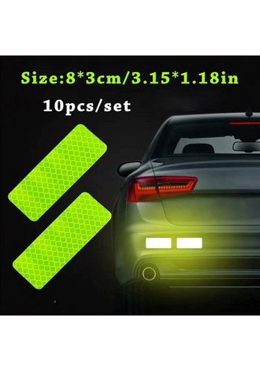 Sarı 10 Adet Araba Tampon Yansıtıcı Güvenlik Şeridi Çıkartmaları - Gece Sürüş Güvenliğinizi Ve Stilinizi Geliştirin A-7