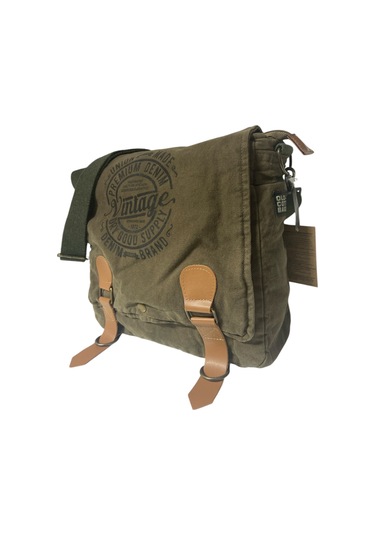 Vintage Salaş Kaliteli Unisex Günlük Gezi Kamp Okul Postacı Omuz Çantası San Diego 32 Cm X 25 Cm Haki - Siyah