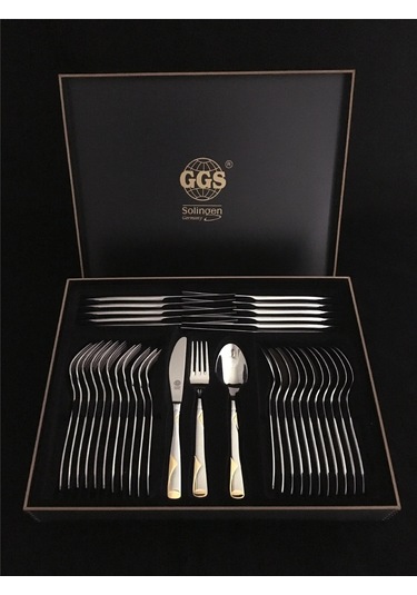 Julia Mat Altın Solingen 96 Parça Kutulu Çatal Kaşık Bıçak Seti Altın