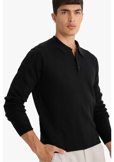 Defacto Standart Fit Polo Yaka Triko Kazak F1523ax25aubk27 Siyah Defacto Standart Fit Polo Yaka Triko Kazak F1523ax25aubk27 Siyah