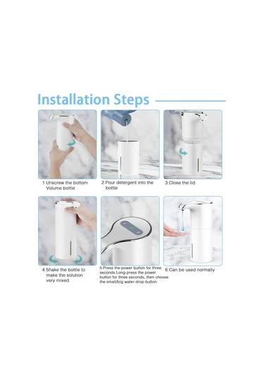 Xiaaokeji Elektrikli Sıvı Sabunluk Su Geçirmez Ayarlanabilir Hacim 450ml Beyaz